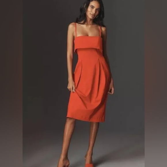 Anthropologie Dresses & Skirts - Anthropologie Sleeveless Red Foldover Knee-Length Dress